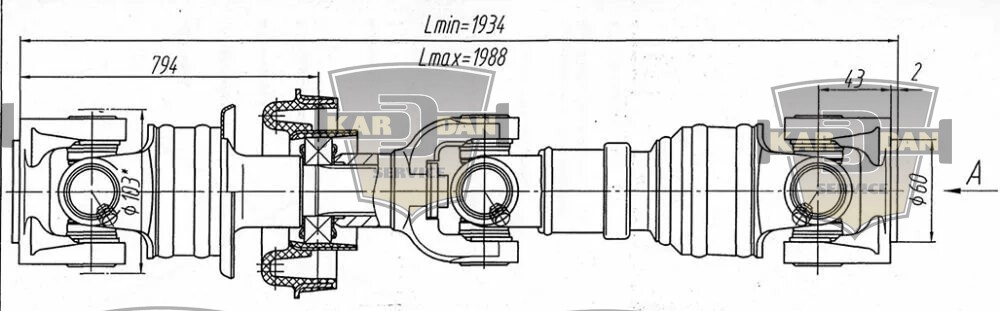 33521-2201006-02 передача карданная (Lmin) = 1934 mm